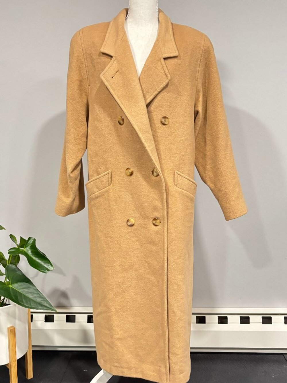 Vintage Miss Abbmoor Camel Color Wool Calf-Length Long Maxi Pea Coat Size 10